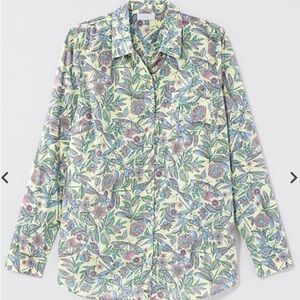 J. Jill Floral Button Down Shirt - Green, Purple, Blue